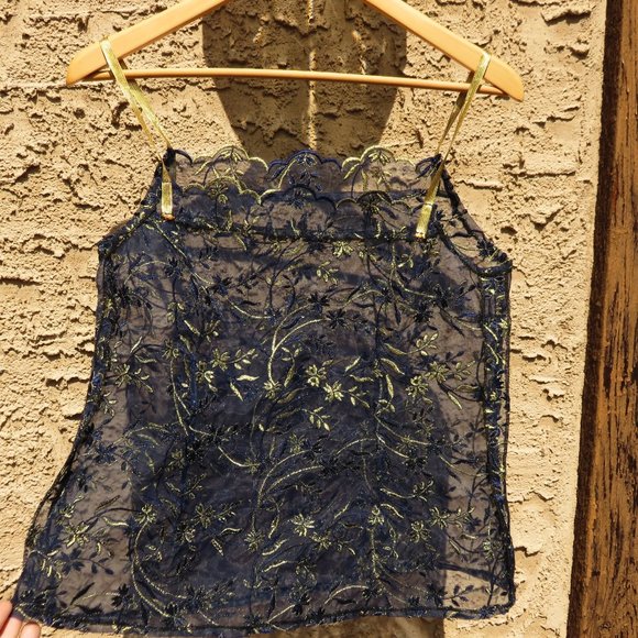 Blue and Gold Embroidered Lace Camisole - Picture 7 of 7